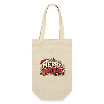 Merry Crisis – Lustiges Weihnachtsdesign - Geschenkbeutel für Flaschen - Natur - Vorne