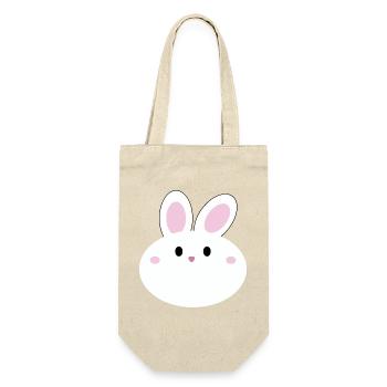 Süßes Kawaii-Kaninchen - Geschenkbeutel für Flaschen - Natur - Vorne