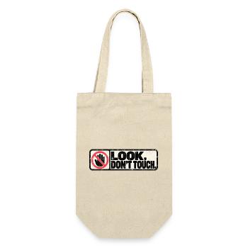 Look, Don't Touch – Retro Warning Design - Geschenkbeutel für Flaschen - Natur - Vorne