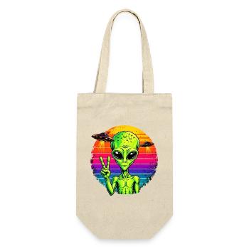Psychedelisches Alien-Friedenszeichen - Geschenkbeutel für Flaschen - Natur - Vorne