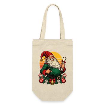 Christmas-Wichtel werdende Mama Retro - Geschenkbeutel für Flaschen - Natur - Vorne
