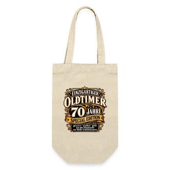 Einzigartiger Oldtimer 70 Jahre 70 Geburtstag - Geschenkbeutel für Flaschen - Natur - Vorne
