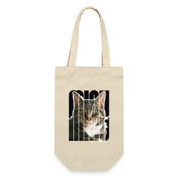 Cat MIAU Text Drucken - Geschenkbeutel für Flaschen - Natur - Vorne