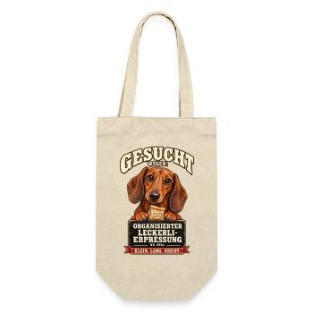Liebevolles und humorvolles Dackel Design - Geschenkbeutel für Flaschen - Natur - Vorne