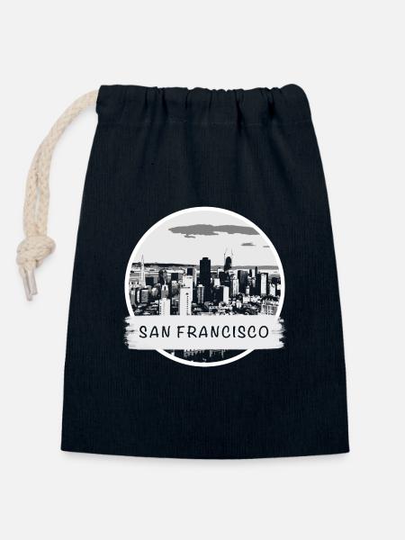 San Francisco City - Verschließbarer Geschenkbeutel aus Baumwolle (14x20cm) - Navy