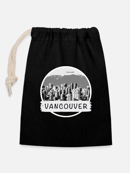 Vancouver City - Verschließbarer Geschenkbeutel aus Baumwolle (14x20cm) - Schwarz