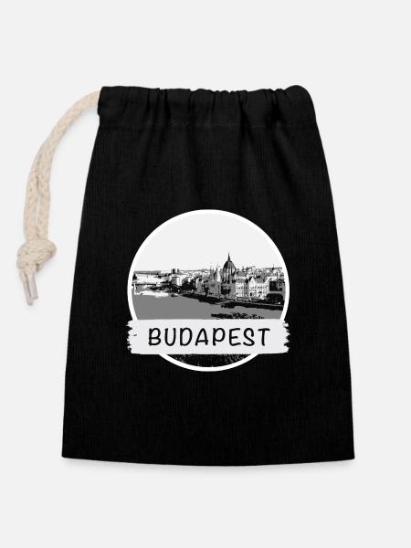 Budapest City - Verschließbarer Geschenkbeutel aus Baumwolle (14x20cm) - Schwarz