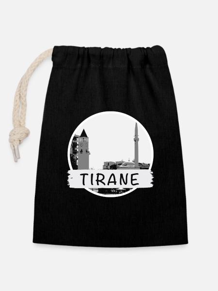 Tirana City - Verschließbarer Geschenkbeutel aus Baumwolle (14x20cm) - Schwarz