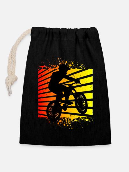 Mountainbike Mountainbiker - Verschließbarer Geschenkbeutel aus Baumwolle (14x20cm) - Schwarz