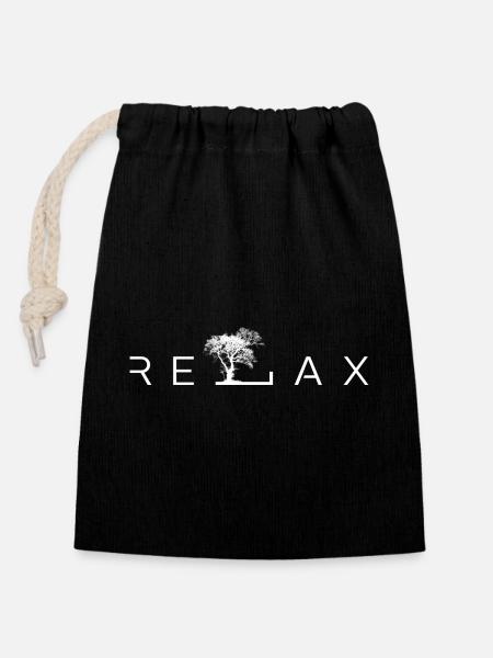 RELAX - Verschließbarer Geschenkbeutel aus Baumwolle (14x20cm) - Schwarz