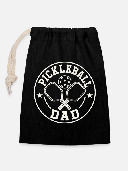 Pickleball Dad Emblem - Verschließbarer Geschenkbeutel aus Baumwolle (14x20cm) - Schwarz