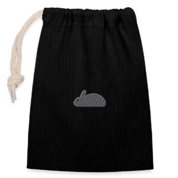 Bunny embroidered - Closable cotton gift bag (14x20cm) - black - Front