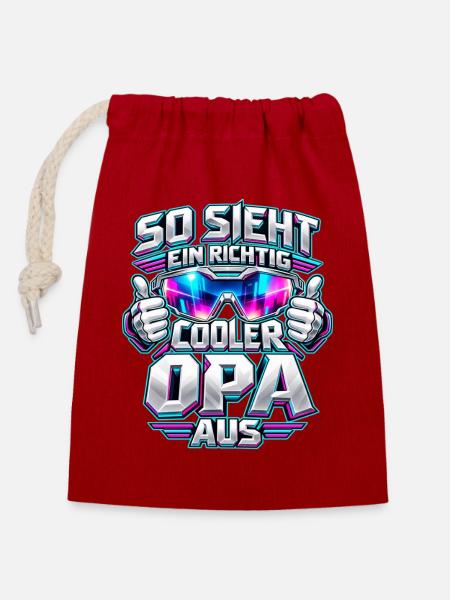 Cooler Opa mit futuristischer Brille - Verschließbarer Geschenkbeutel aus Baumwolle (14x20cm) - Rot