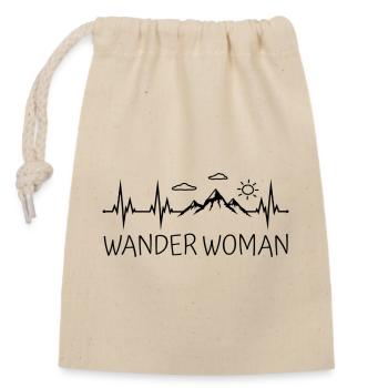 Wander Woman Wandern Berge Herzschlag Wanderwoman - Verschließbarer Geschenkbeutel aus Baumwolle (14x20cm) - Natur - Vorne