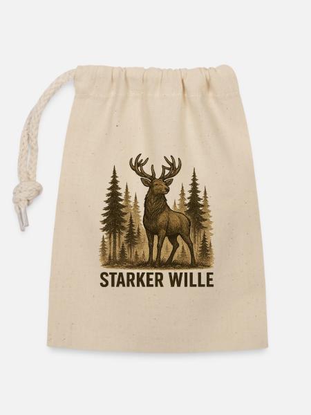 Starker Wille - Verschließbarer Geschenkbeutel aus Baumwolle (14x20cm) - Natur