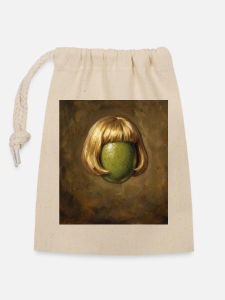 Lustige Olive Bob Haarschnitt - Verschließbarer Geschenkbeutel aus Baumwolle (14x20cm) - Natur