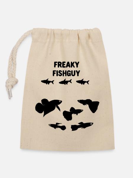 freaky fish guy - Verschließbarer Geschenkbeutel aus Baumwolle (14x20cm) - Natur