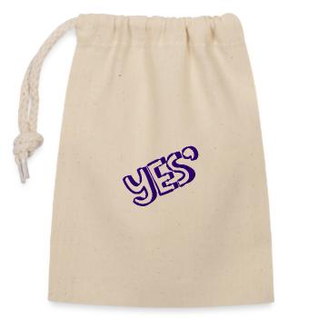 Yes embroidered - Closable cotton gift bag (14x20cm) - nature - Front