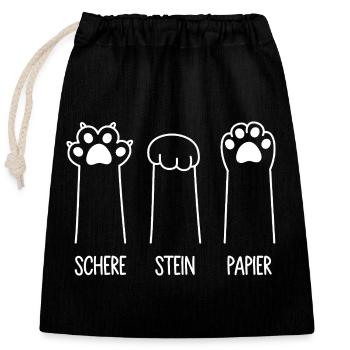 Katzenpfoten Katze Pfote Spiel Schere Stein Papier - Verschließbarer Geschenkbeutel aus Baumwolle (25x30cm) - Schwarz - Vorne