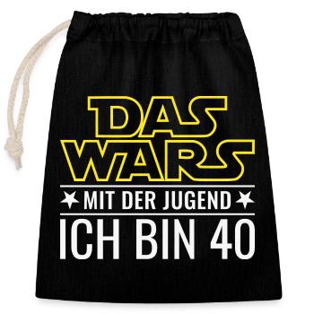 40. Geburtstag Das wars mit der Jugend  - Verschließbarer Geschenkbeutel aus Baumwolle (25x30cm) - Schwarz - Vorne