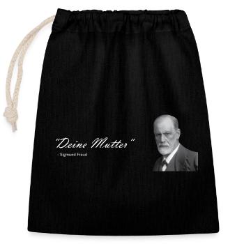 " Deine Mutter " Sigmund Freud - Verschließbarer Geschenkbeutel aus Baumwolle (25x30cm) - Schwarz - Vorne