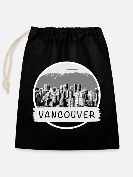 Vancouver City - Verschließbarer Geschenkbeutel aus Baumwolle (25x30cm) - Schwarz