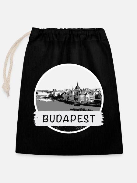 Budapest City - Verschließbarer Geschenkbeutel aus Baumwolle (25x30cm) - Schwarz