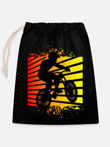 Mountainbike Mountainbiker - Verschließbarer Geschenkbeutel aus Baumwolle (25x30cm) - Schwarz