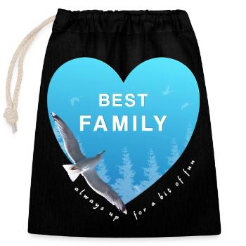 best family - Verschließbarer Geschenkbeutel aus Baumwolle (25x30cm) - Schwarz - Vorne