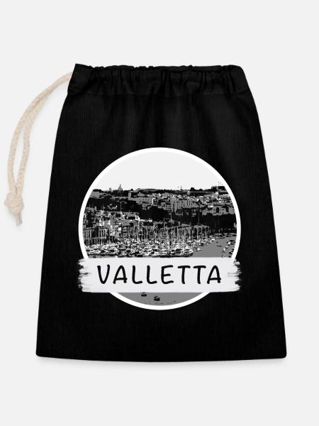 Valletta City - Verschließbarer Geschenkbeutel aus Baumwolle (25x30cm) - Schwarz