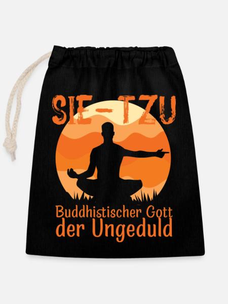 SIE-TZU Gott der Ungeduld - Verschließbarer Geschenkbeutel aus Baumwolle (25x30cm) - Schwarz