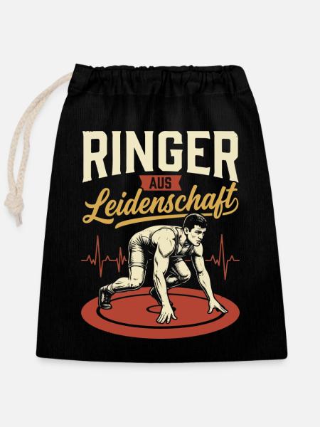 Ringer Leidenschaft Kraft - Verschließbarer Geschenkbeutel aus Baumwolle (25x30cm) - Schwarz