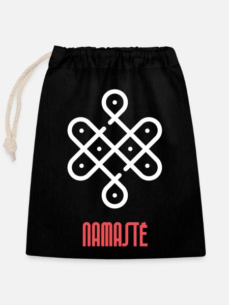 Namasté Yoga lovers - Verschließbarer Geschenkbeutel aus Baumwolle (25x30cm) - Schwarz