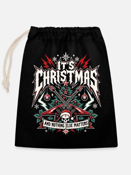 It's Christmas – Metal Fans - Verschließbarer Geschenkbeutel aus Baumwolle (25x30cm) - Schwarz