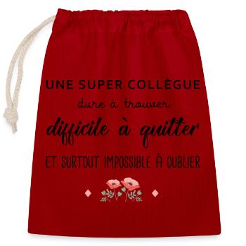 Cadeau Collègue une super collègue cadeau retraite - Sac cadeau en coton avec cordon (25 x 30 cm) - rouge - Devant