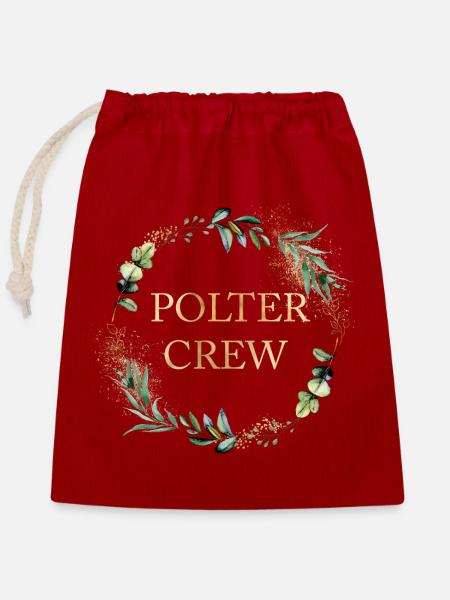 POLTER CREW! personalisierbar - Verschließbarer Geschenkbeutel aus Baumwolle (25x30cm) - Rot