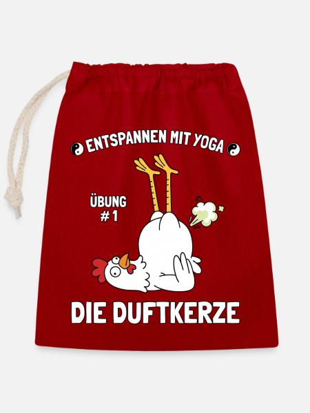 Hühner Yoga Duftkerze - Verschließbarer Geschenkbeutel aus Baumwolle (25x30cm) - Rot