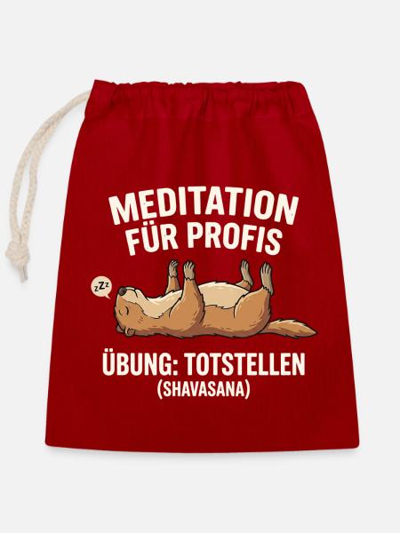Murmeltier Meditation - Verschließbarer Geschenkbeutel aus Baumwolle (25x30cm) - Rot
