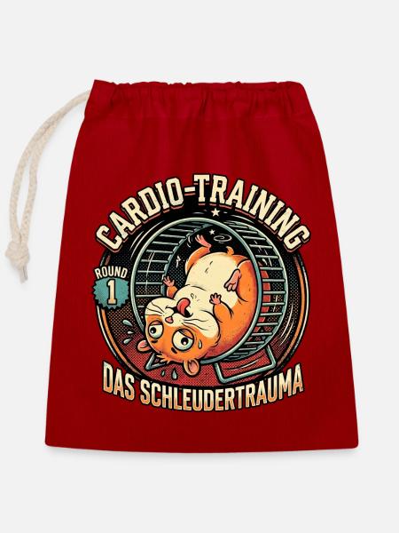 Lustiger Cardio Hamster - Verschließbarer Geschenkbeutel aus Baumwolle (25x30cm) - Rot