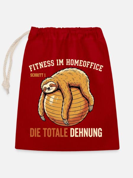 Faultier Homeoffice - Verschließbarer Geschenkbeutel aus Baumwolle (25x30cm) - Rot