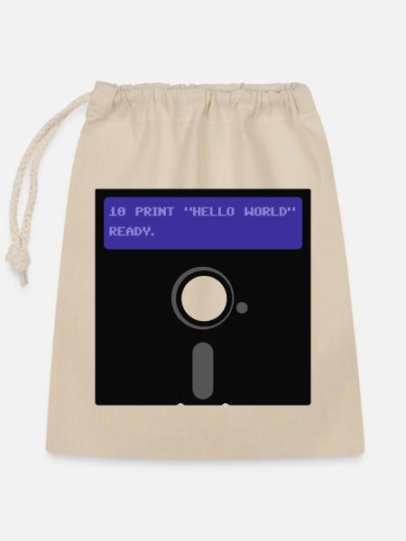 Floppy Disk - Verschließbarer Geschenkbeutel aus Baumwolle (25x30cm) - Natur