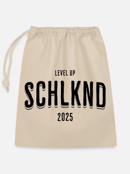 Einschulung Schlknd 2025 - Verschließbarer Geschenkbeutel aus Baumwolle (25x30cm) - Natur