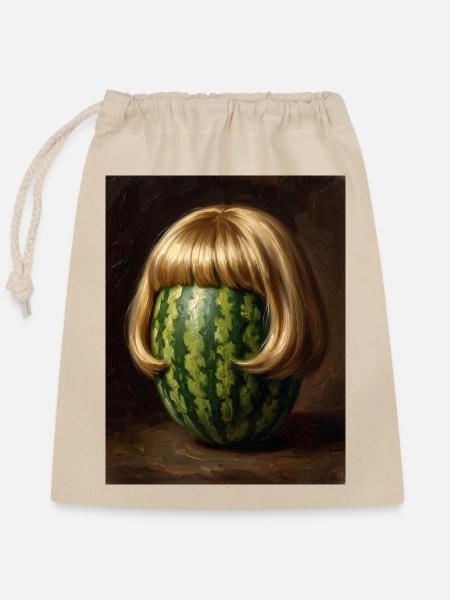 Wassermelone Bob Perücke - Verschließbarer Geschenkbeutel aus Baumwolle (25x30cm) - Natur