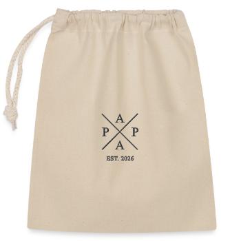 Armoiries Papa 2026 Brodées en noir - Sac cadeau en coton avec cordon (25 x 30 cm) - nature - Devant