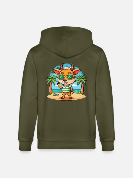 Antelope Funny Cartoon Summer Beach Sunglasses - Stanley/Stella CULTIVATOR Unisex Organic Hooded Jacket - khaki