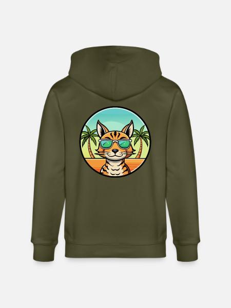 Ocicat Breed Cartoon Sunglasses Beach - Stanley/Stella CULTIVATOR  Unisex Organic Hooded Jacket - khaki
