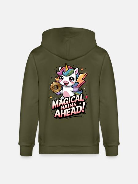 Magical Gains Ahead! - Stanley/Stella CULTIVATOR Unisex Organic Hooded Jacket - khaki