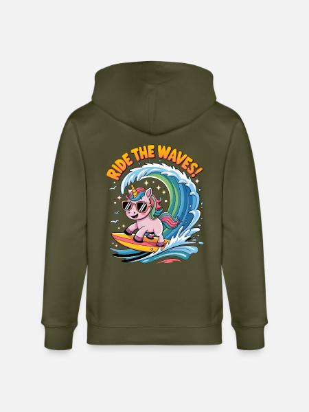 Ride The Waves! - Stanley/Stella CULTIVATOR Unisex Organic Hooded Jacket - khaki