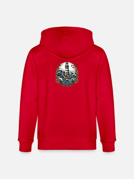 Lighthouse Logo - Stanley/Stella CULTIVATOR  Unisex Organic Hooded Jacket - red