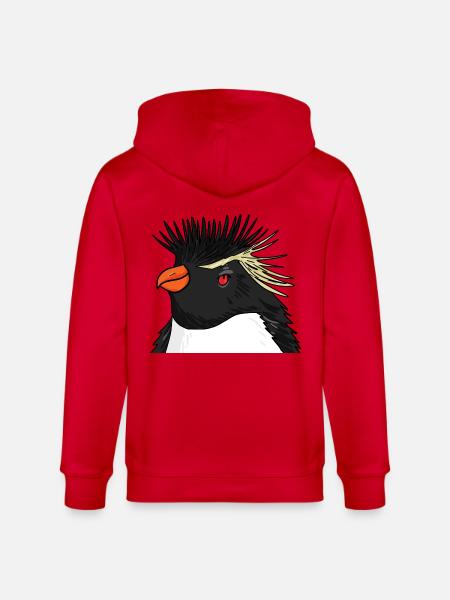 Pinguin mit Haare Felsenpinguin - Stanley/Stella Unisex Bio-Kapuzenjacke CULTIVATOR  - Rot